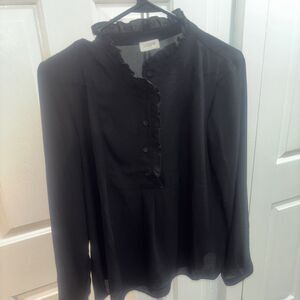 J-Crew Women’s Long Sleeve Shirt Black Size Medium with 1/2 Button